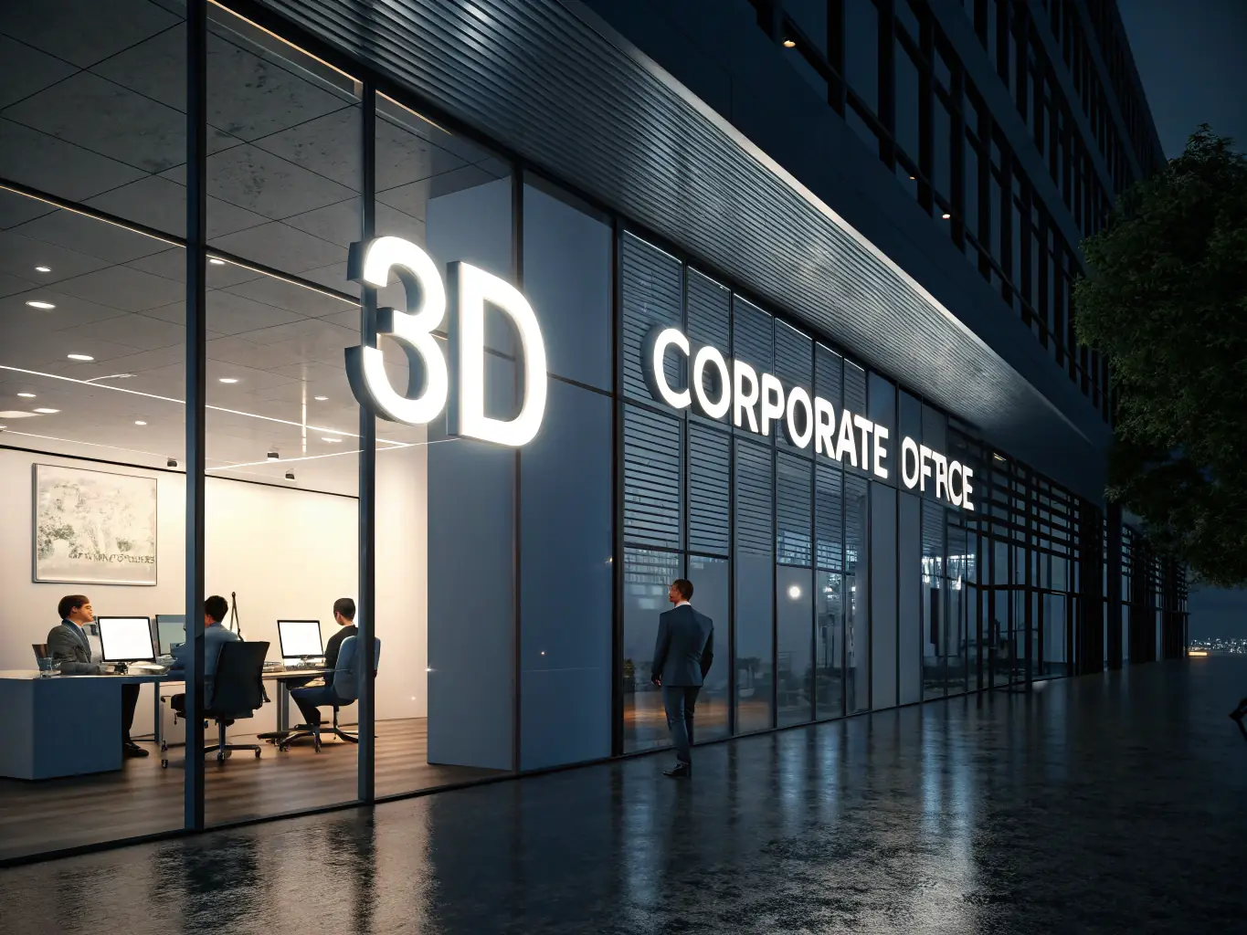 A modern office environment with organized workstations and digital management tools, representing streamlined office logistics.